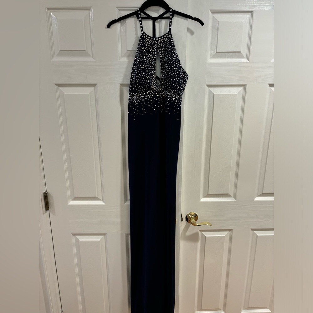 Navy Beaded Gown